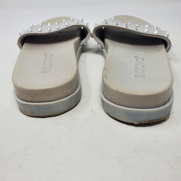 Inuovo Studded Spike Gray Leather Slides Slip On Sandals Womens 36 US 6 - Picture 4 of 10